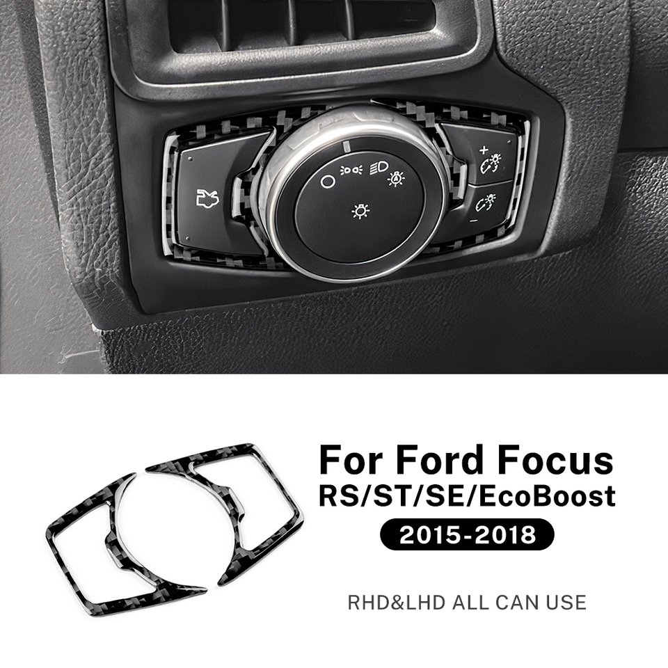 

Настоящая мягкая наклейка из углеродного волокна для Ford Focus SE RS ST MK3 Ecoboost 2015 2016 2017 2018, аксессуары для кнопок автомобильных фар LHD RHD