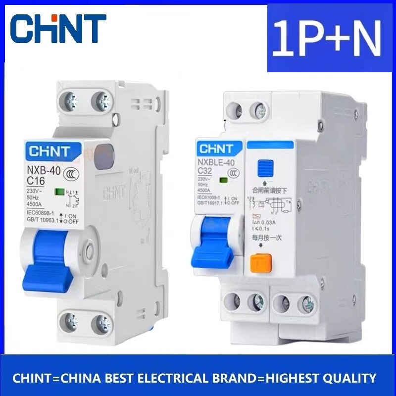 

CHINT NXB-40 NXBLE-40 1P+N DPN DPNL 10A 16A 20A 25A 32A Автоматический выключатель остаточного тока Замена DZ267 DZ267LE RCCB RCBO MCCB