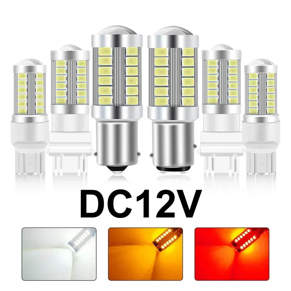 

2X 1156 BA15S P21W 1157 P21/5W BAY15D BAU15S PY21W T20 7443 7440 3157 3156 Светодиодная лампа стоп-сигнала заднего хода DRL указатель поворота 12 В 24 В