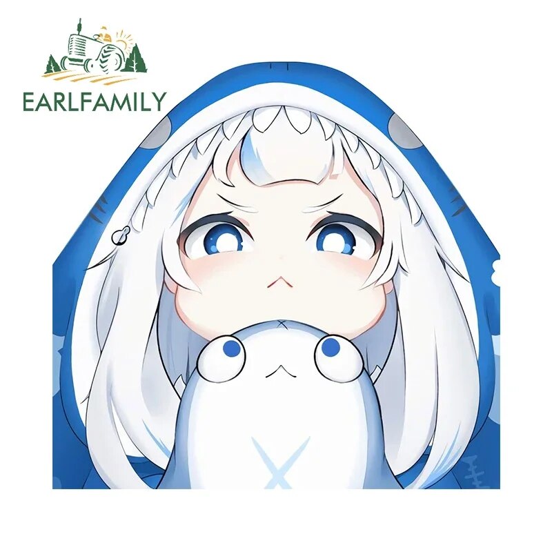 

EARLFAMILY 13 см x 8,5 см для Gawr Gura Hololive виниловые наклейки на машину наклейка JDM графика с эффектом царапин автомобильные аксессуары