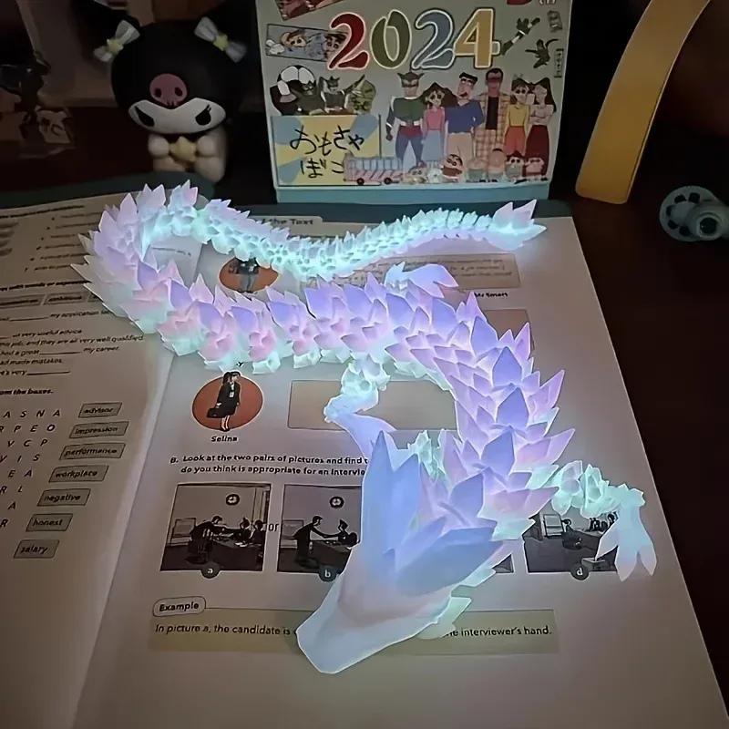 

Светящаяся 3D печатная игрушка-декор Божественный дракон, многошарнирная подвижная шарнирная игрушка-дракон для дома, автомобиля, настольное украшение, подарок