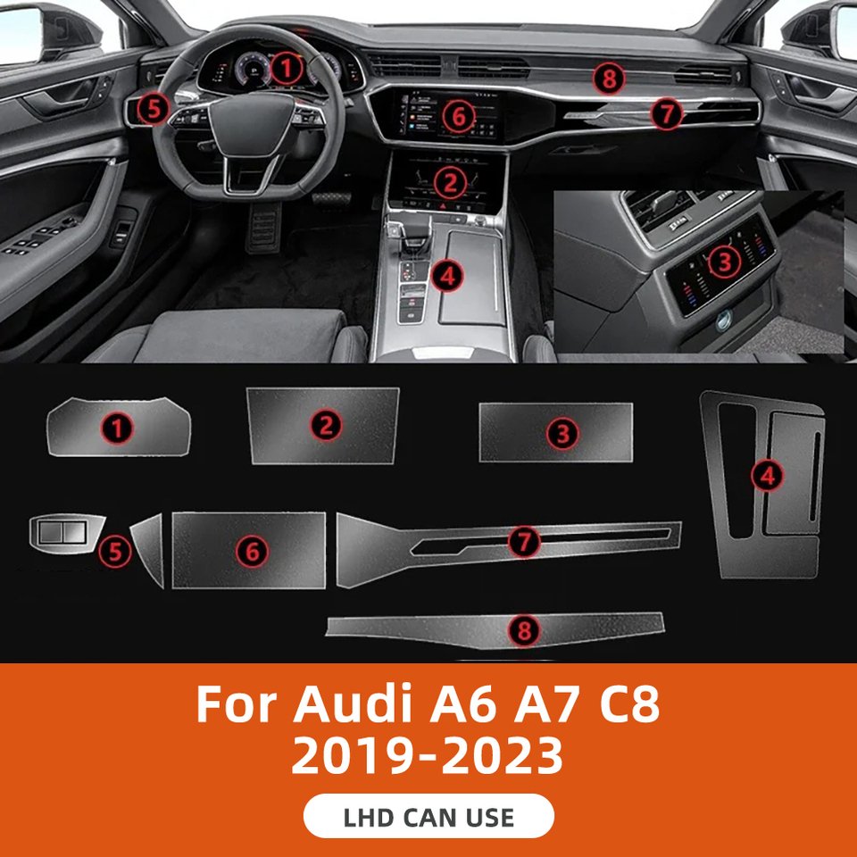 

Для Audi A6 A7 C8 2019 2020 2021 2022 2023 салон автомобиля центральная консоль прозрачная защитная пленка TPU антицарапающая ремонтная пленка автомобильные аксессуары