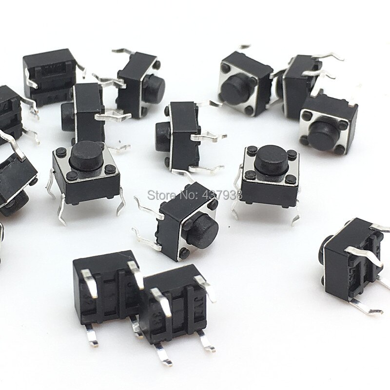 

100 шт. 6*6*5 мм панель PCB мгновенная тактовая кнопка Микро-переключатель 4 Pin DIP светильник Touch 6x6x5 мм клавиатура