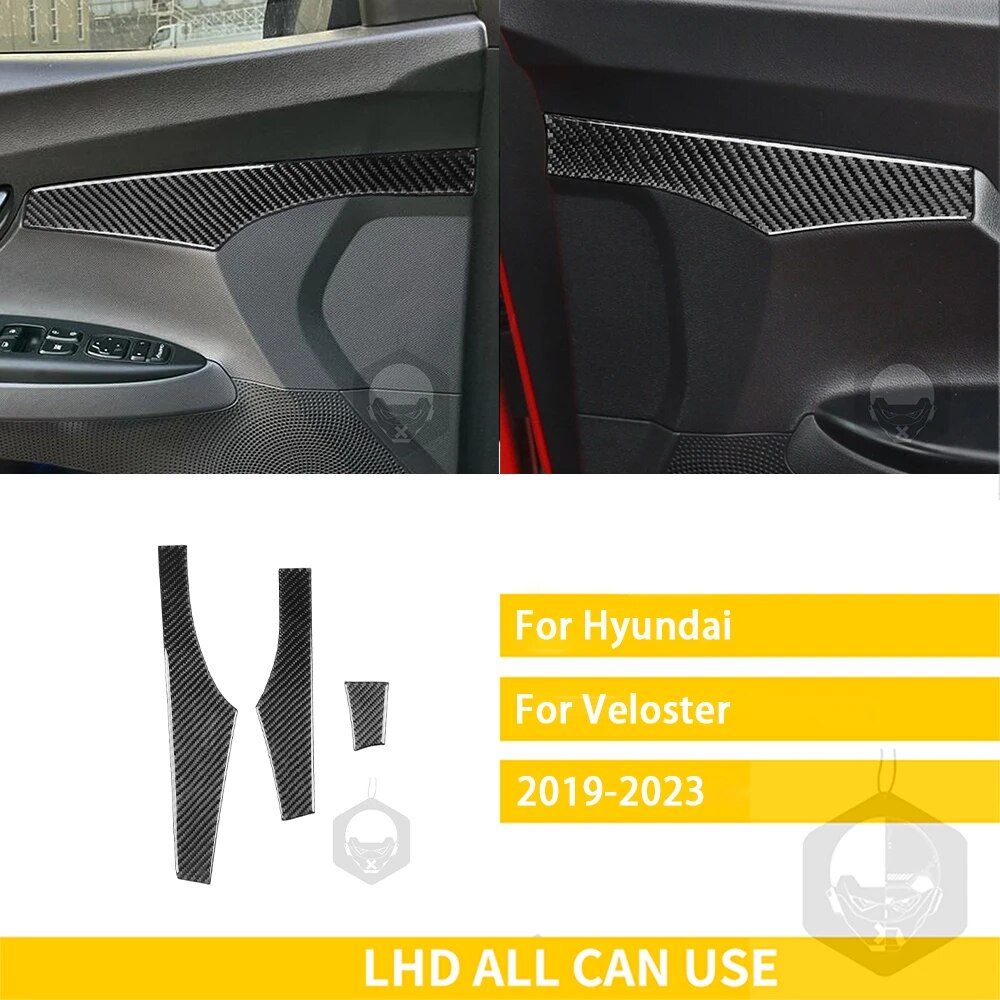 

Для Hyundai Veloster 2019 2020 2021 2022 2023 аксессуары из углеродного волокна внутренняя дверная панель автомобиля декоративная наклейка