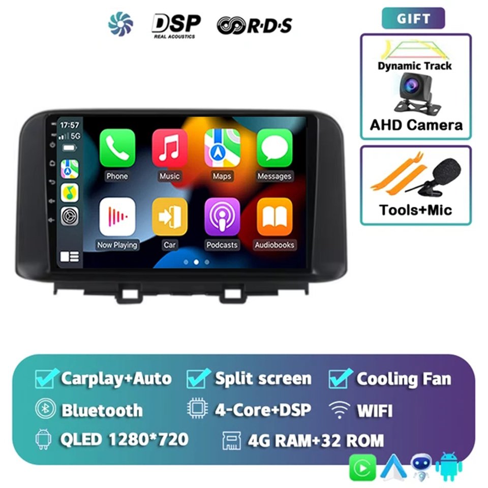 

Android 14 Carplay Auto WIFI для Hyundai Encino Kona 2018 2019 2020 2021 2022 Автомобильный радиоприемник Стерео Мультимедийный плеер 2Din Головное устройство