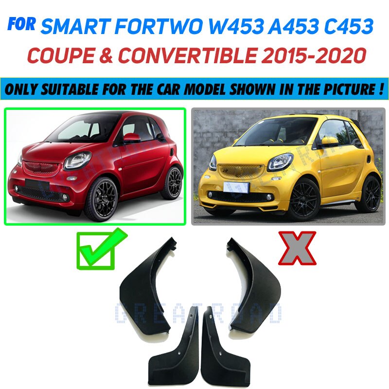

Брызговики для Smart Fortwo W451 451 W453 453 2008 ~ 2019 Брызговики от грязи аксессуары для брызговиков 2009 2010 2011 2015 2016 2018