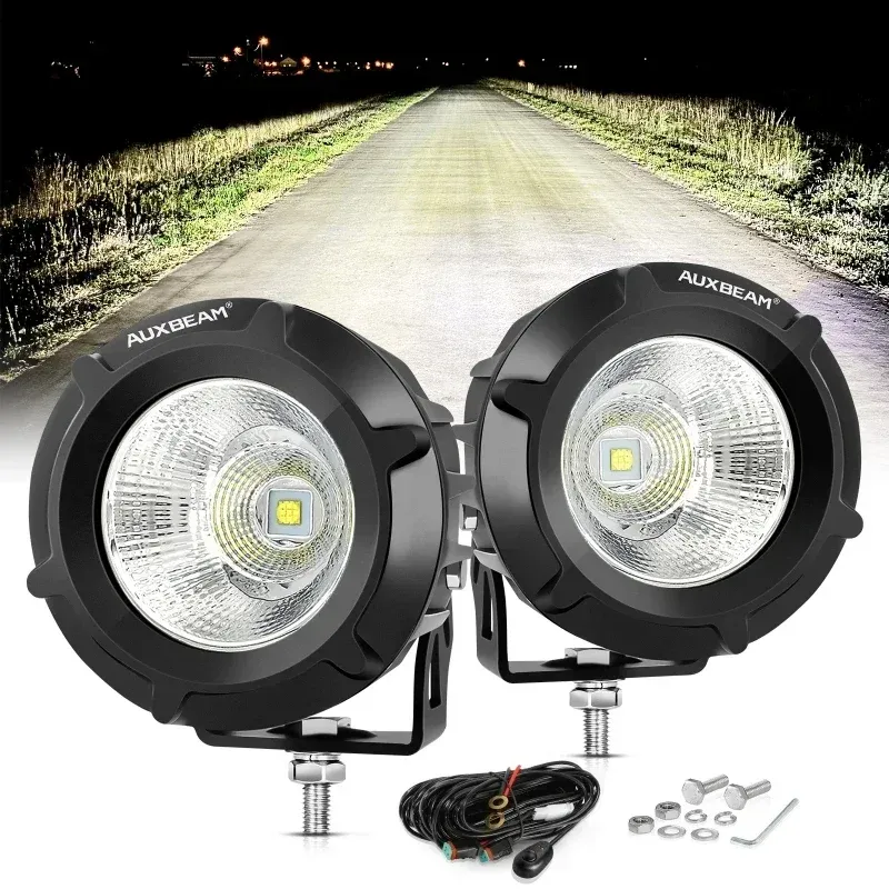

AUXBEAM 3,5-дюймовые круглые комбинированные светодиодные рабочие фонари с жгутом для пикапа в бездорожья