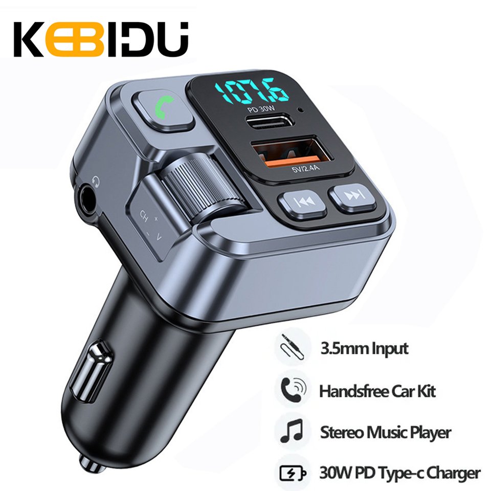 

Автомобильный FM-передатчик Bluetooth 5.1, MP3-стерео-музыкальный Плеер, Беспроводной Громкой Связи, Вызов, 3,5 Мм