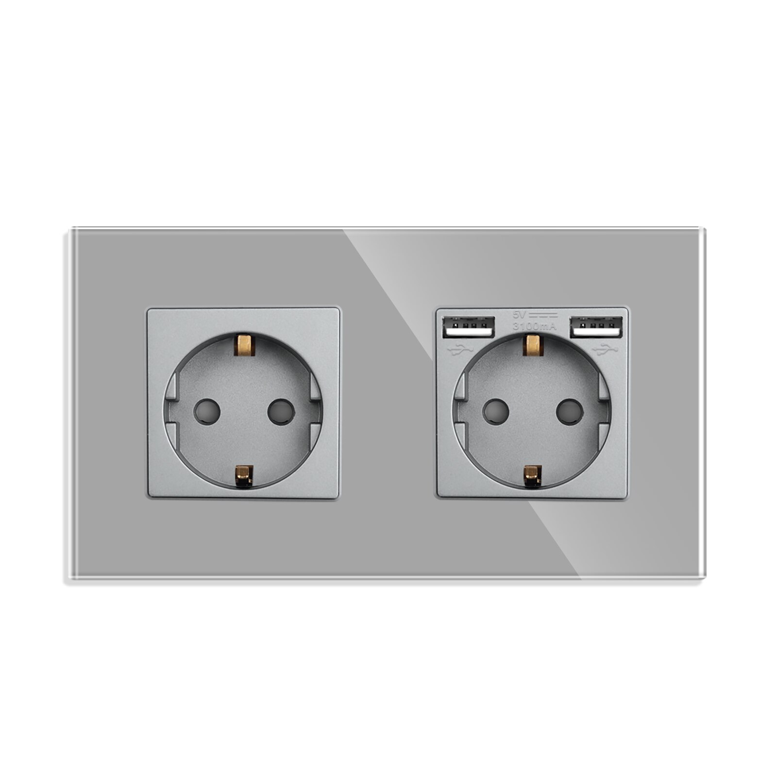 

Розетки с USB-портом типа A, стандартная розетка для ТВ, электрическая розетка для интернета, переменный ток 110 ~ 250 В, стеклянная панель, настенная розетка, USB-розетка европейского стандарта