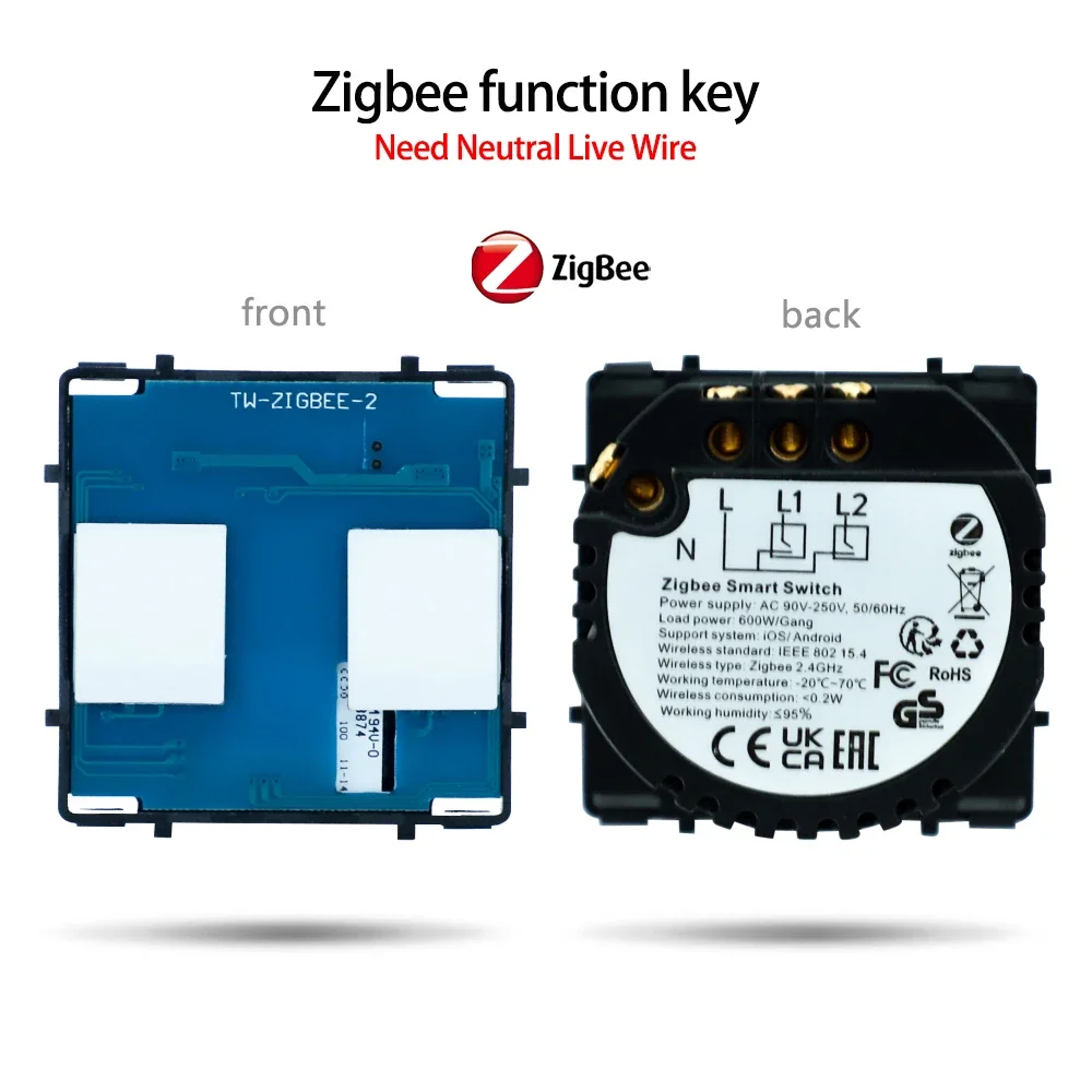 

Tuya ZigBee умный выключатель света релейный модуль zigbee сенсорные переключатели функция 1/2/3/4gang стеклянные панели настенные умные розетки ЕС детали