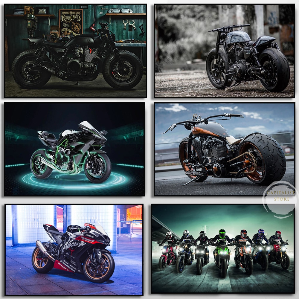 

Модифицированная мотогонка постер Kawasaki Ninja H2 на холсте