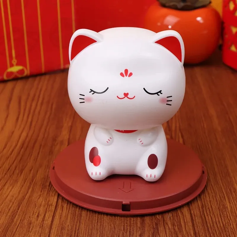 

Манеки Neko на солнечной батарее, милый салонный декор в виде кошки на удачу для дома и офиса, настольное украшение для автомобиля, кукла