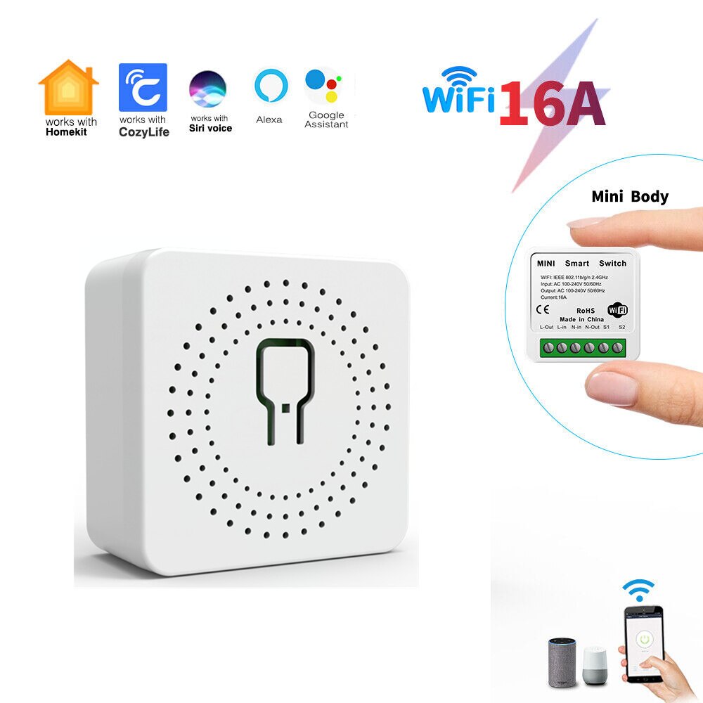 

Homekit 16A Wi-Fi Mini Smart Switch 2-стороннее управление Беспроводной выключатель света «сделай сам» Умный дом работает с Siri CozyLife Alexa Google Home