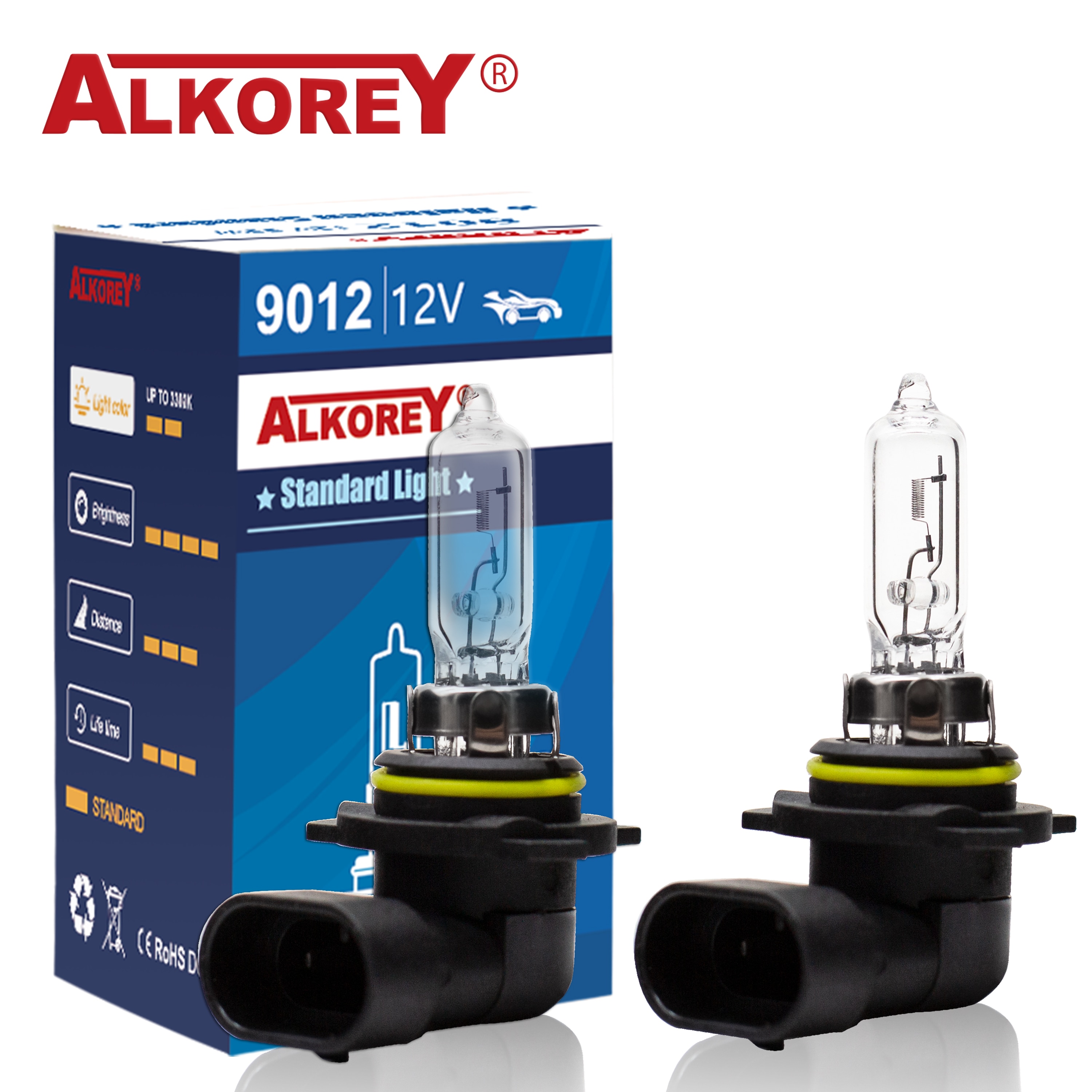 

Alkorey 2 шт. 9012 Hir2 12 В 55 Вт прозрачные автомобильные фары теплый белый 3350 К длительный срок службы автомобильные противотуманные фары дальние фары галогенные лампы