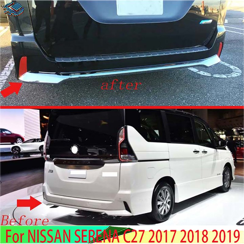 

Для NISSAN SERENA C27 2017 2018 2019, автомобильные аксессуары, хромированная защитная пластина заднего бампера из АБС-пластика, аксессуары